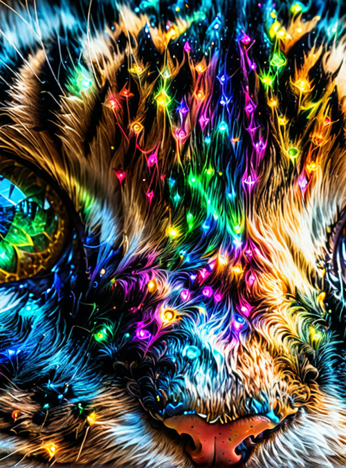 cat, neon, glow