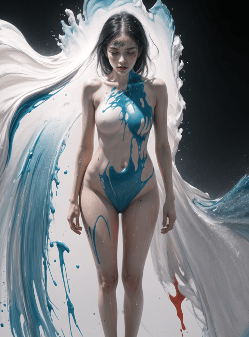 woman, paint, splash