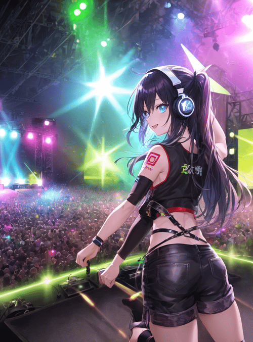 anime girl, concert, stage