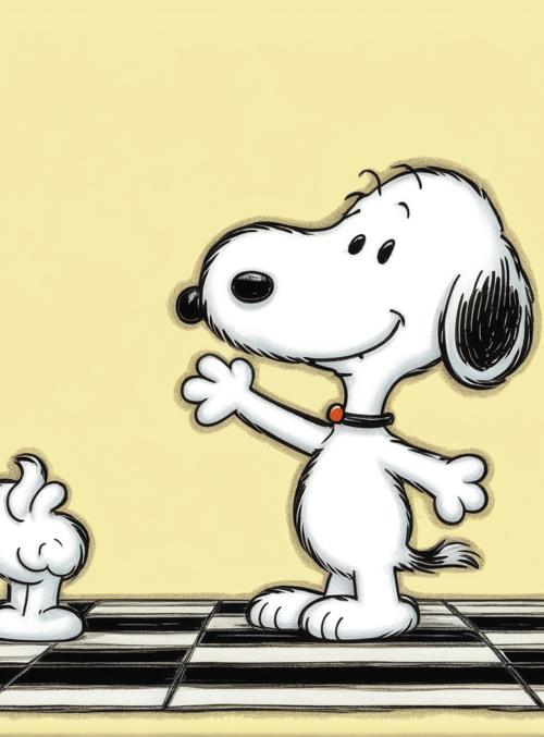 snoopy, chess, paw