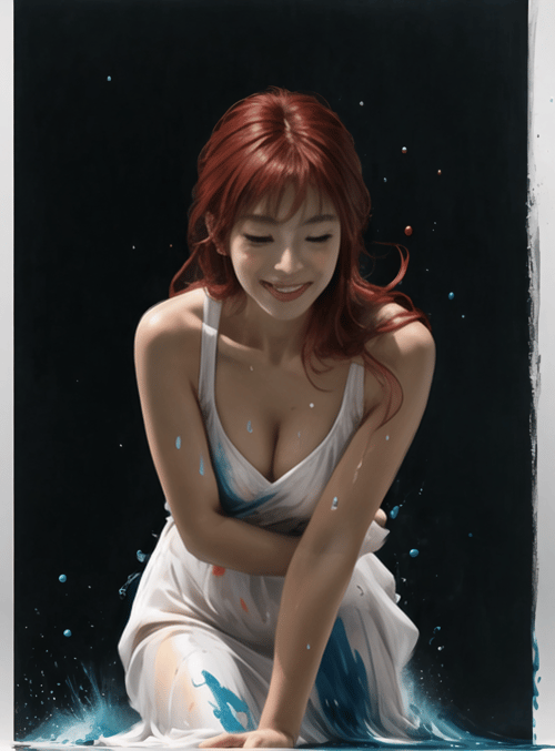 woman, painting, dripping