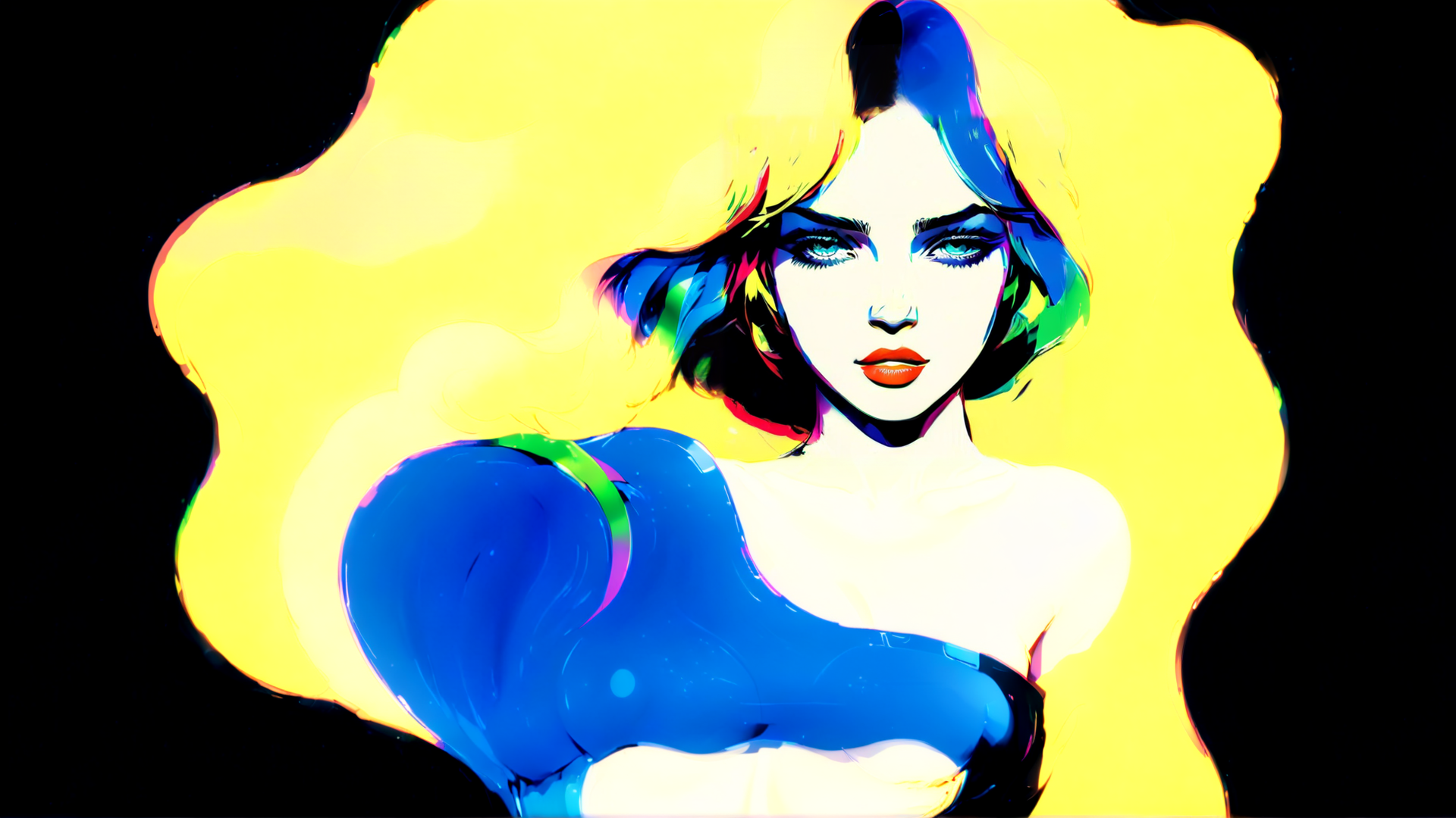 AI generated wallpaper featuring woman, hair, top