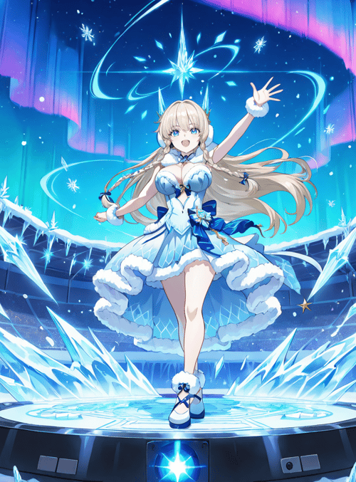 anime girl, frost, aurora