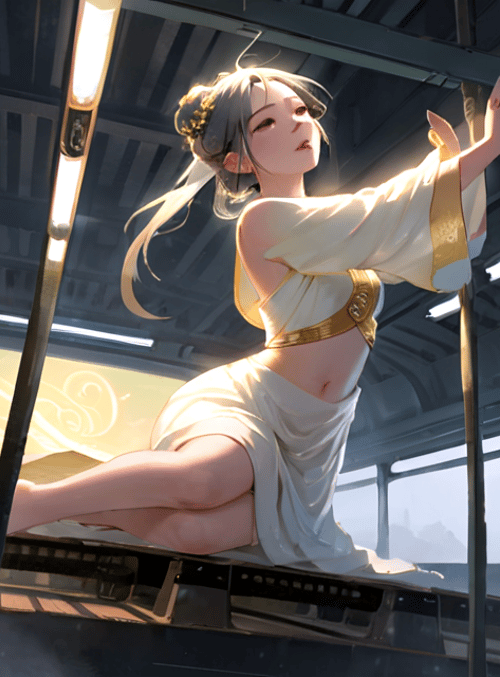 woman, ancient, dress, furniture, light, hair, window, building, silk, gold