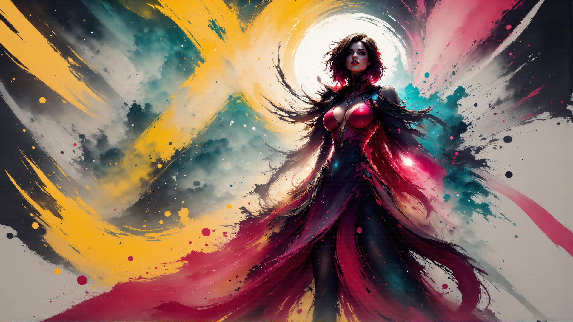 AI generated wallpaper featuring woman, goddess, artist
