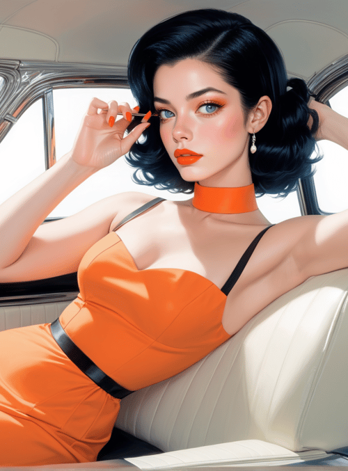 woman, car, dress