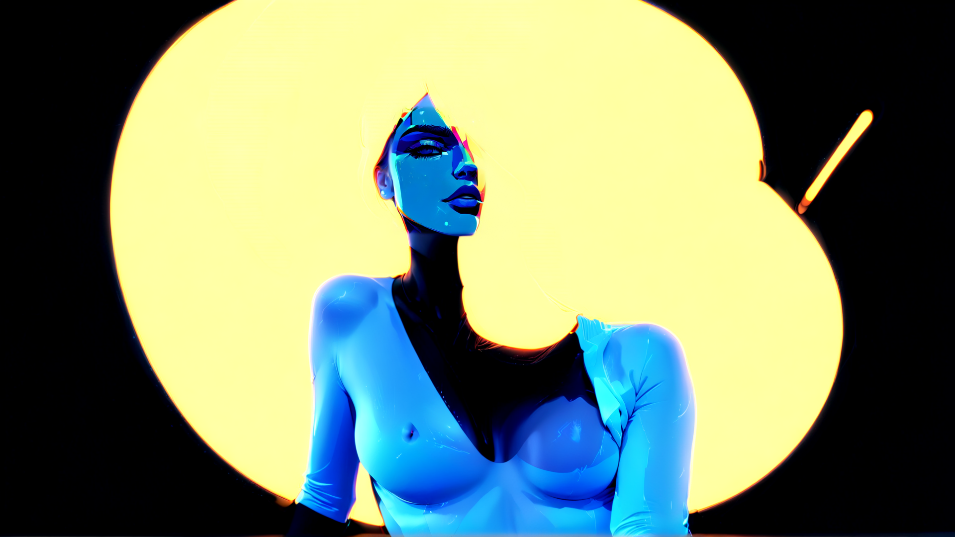 AI generated wallpaper featuring woman, silhouette, figure
