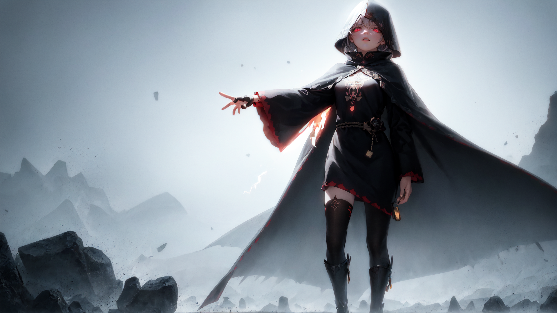 AI generated wallpaper featuring mage, witch, girl