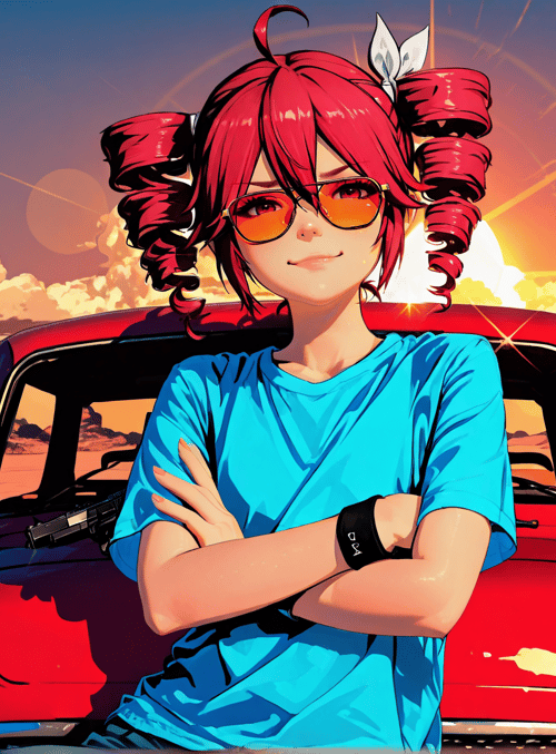 woman, car, desert, sun, cloud