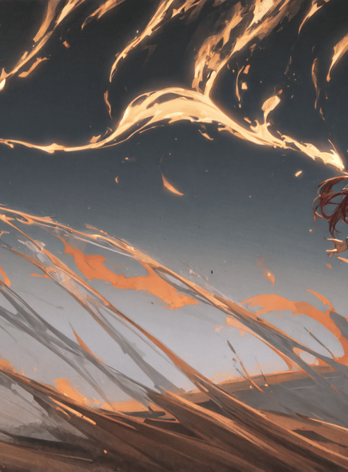 angel, anime girl, fire