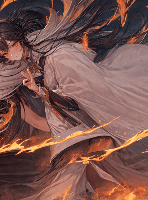 anime characters, fire