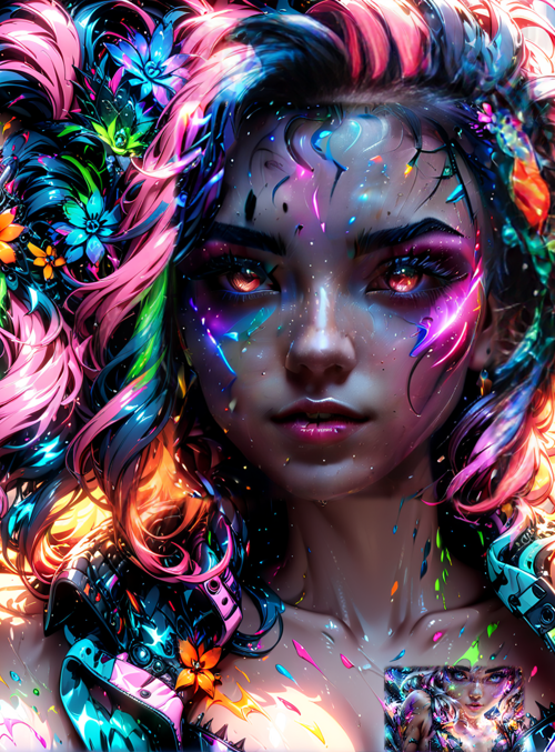 woman, cyberpunk, neon