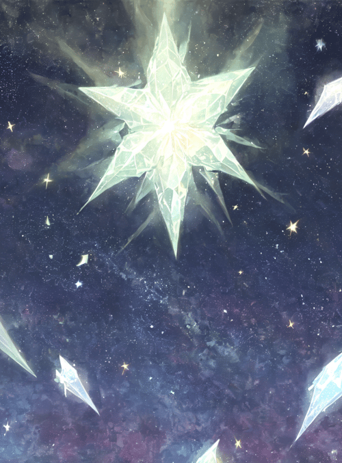 crystals, stars, galaxy