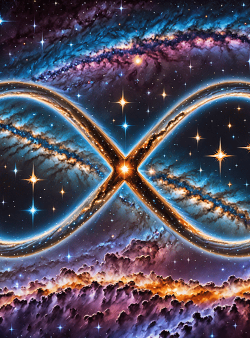 infinity symbol, galaxy, stars