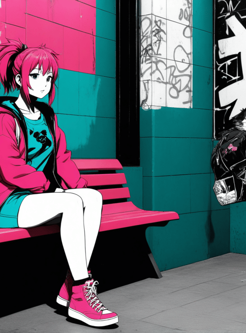 girl, dog, bench