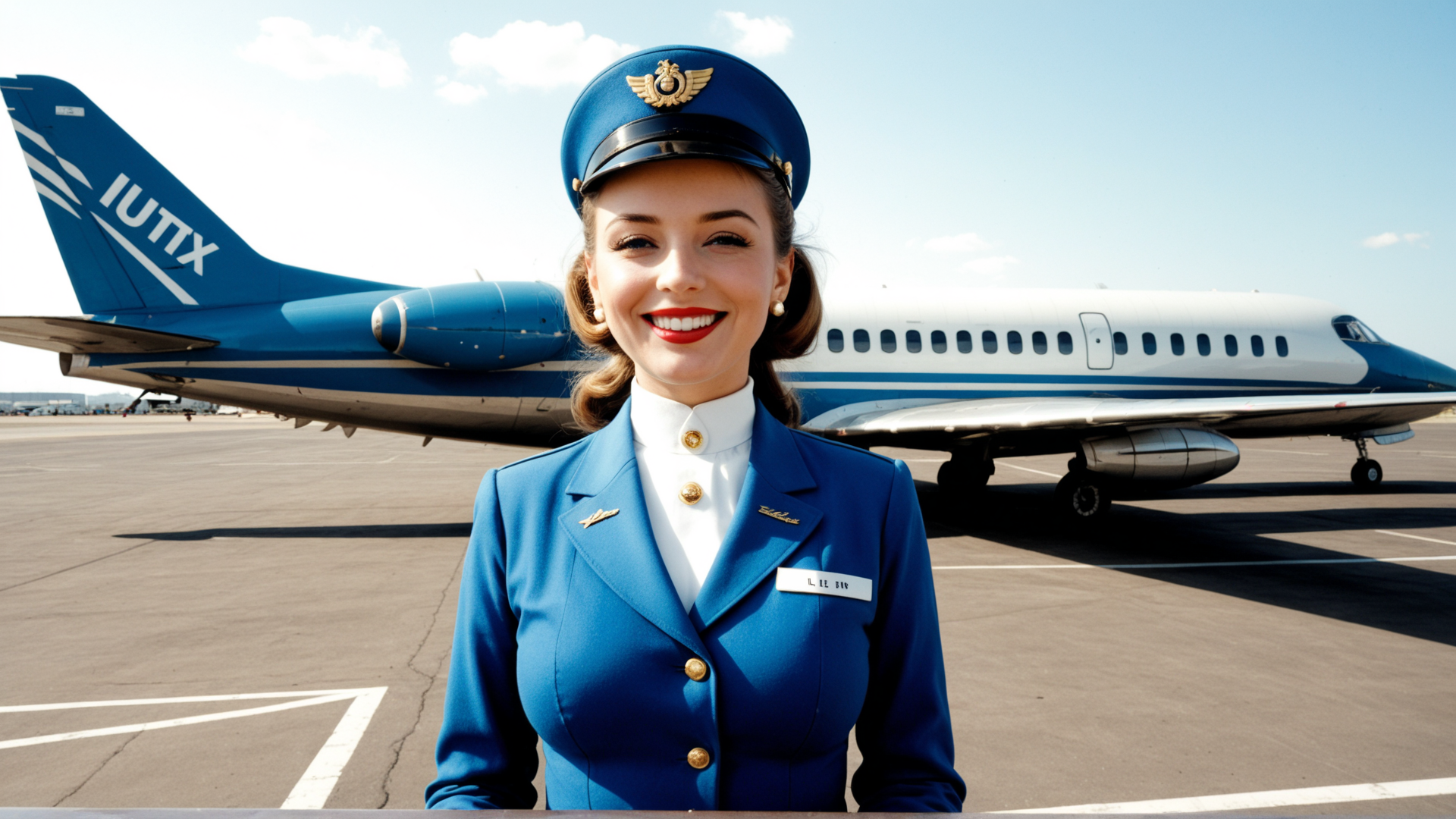 AI generated wallpaper featuring flight attendant, airplane, airport