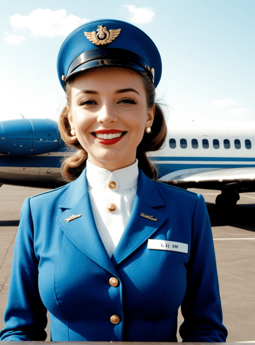 flight attendant, airplane, airport