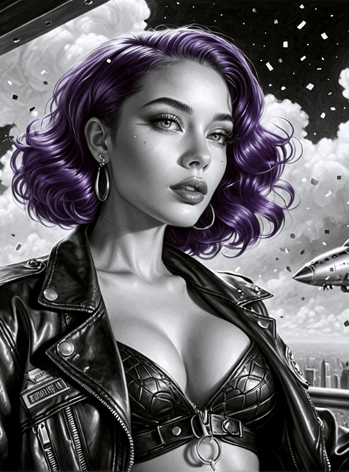 woman, jet, city, skyscraper, aircraft, balcony, helmet, cloud, diamond, star