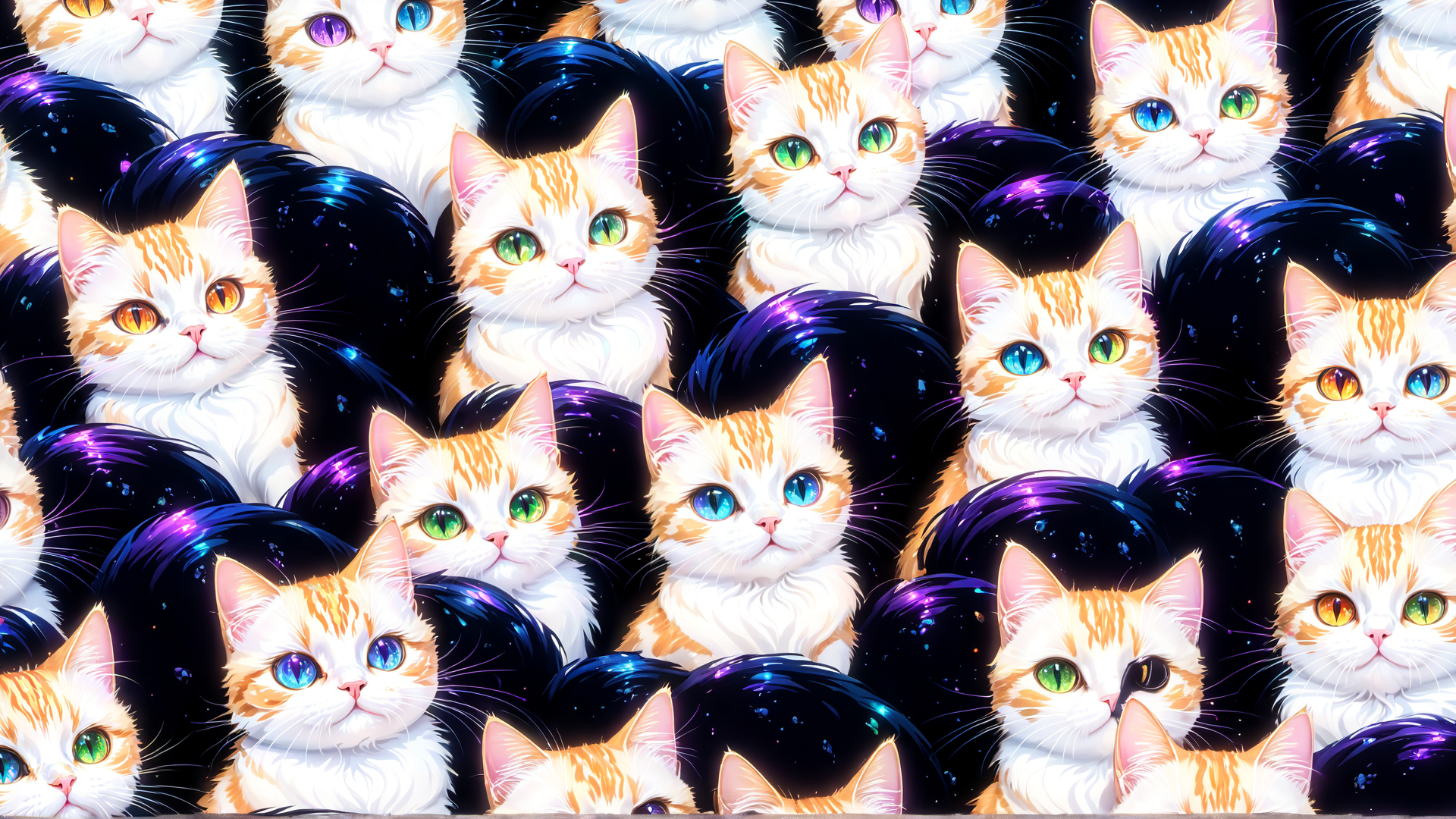 AI generated wallpaper featuring cats, space, kittens