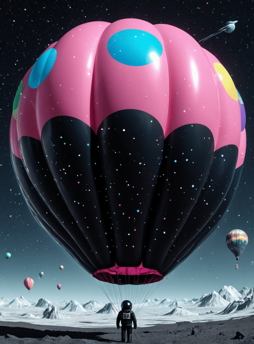 balloon, astronaut, planets