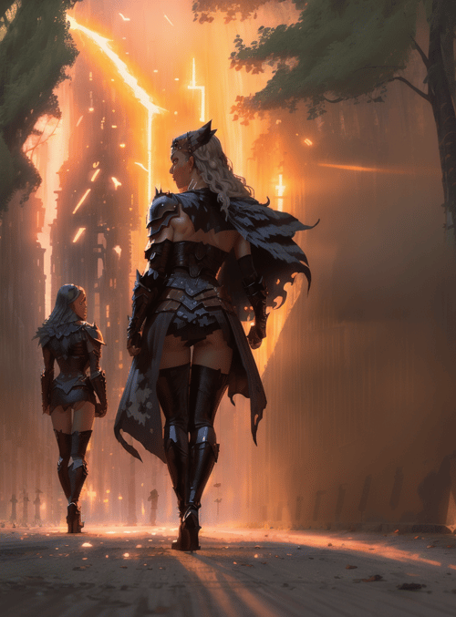 warriors, armor, forest