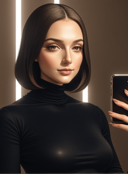 woman, phone, mirror