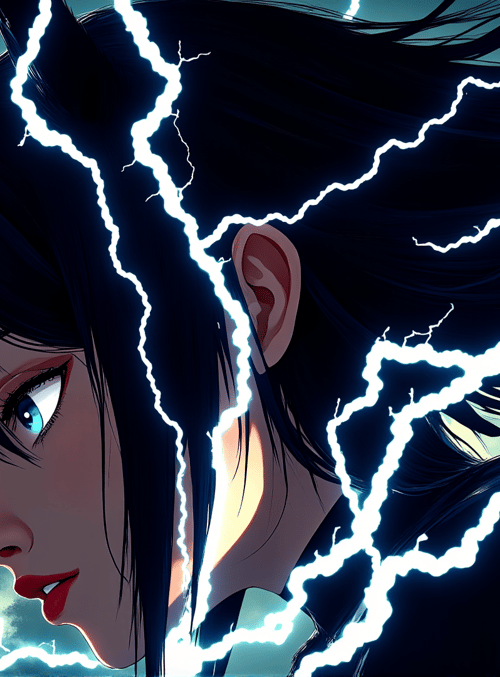 girl, devil, lightning
