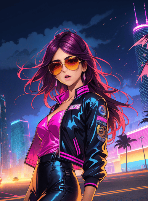 woman, city, palm tree