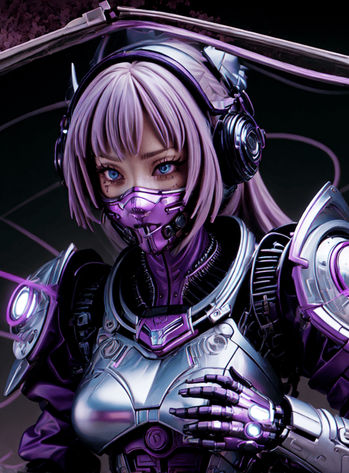 cyborg, girl, robot, armor, helmet, gloves, shield