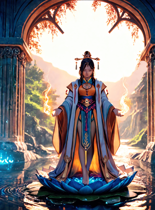 goddess, lotus, ancient