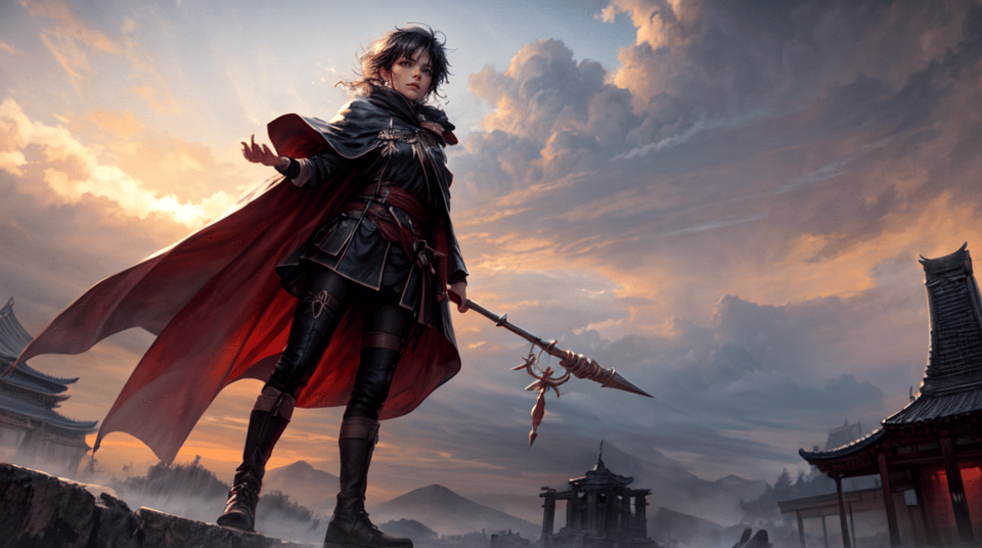 AI generated wallpaper featuring warrior, character, spear