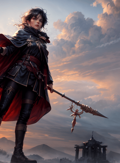 warrior, character, spear