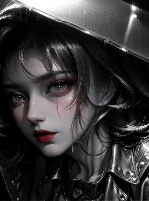 woman, rain, hood