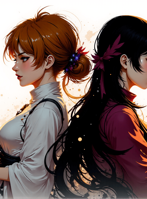women, sword, feathers, hair