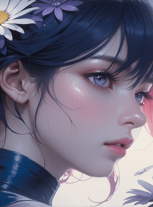 girl, flowers, daisies