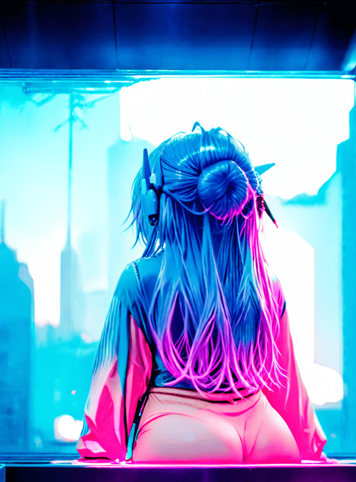 cyberpunk girl, anime character, woman