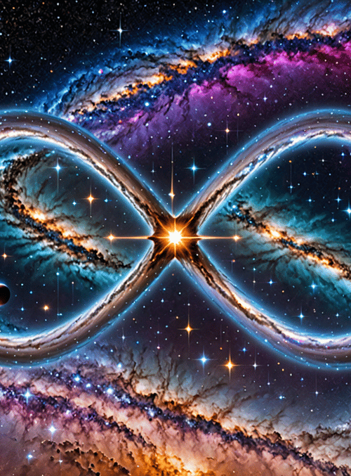 infinity symbol, galaxy, stars