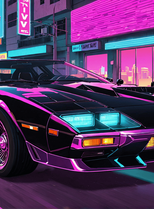 car, city, neon