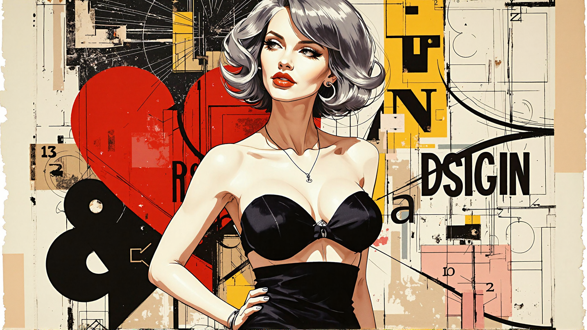 AI generated wallpaper featuring woman, heart, amplifier, text, design