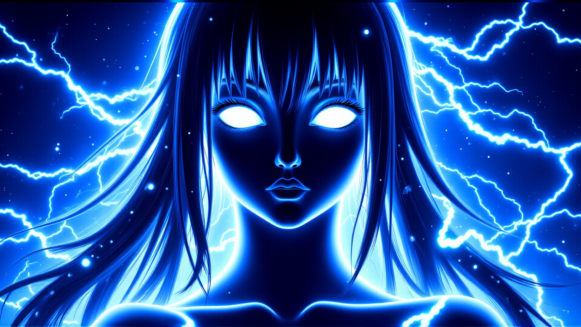 AI generated wallpaper featuring girl, anime, electricity