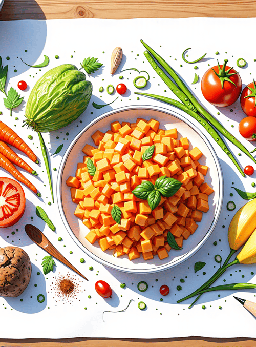 vegetables, cheese, pencils