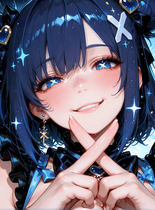 girl, anime, character, celebration, confetti, hair, eyes, hands, bow, heart