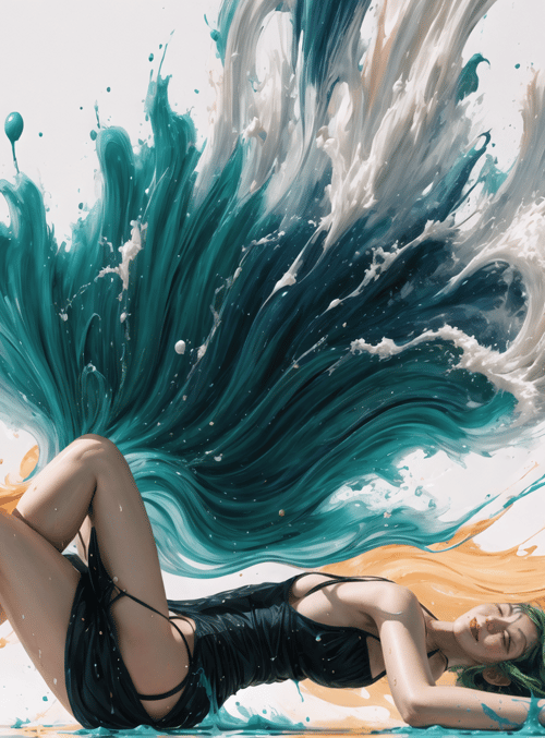 woman, water, paint, surreal, mermaid