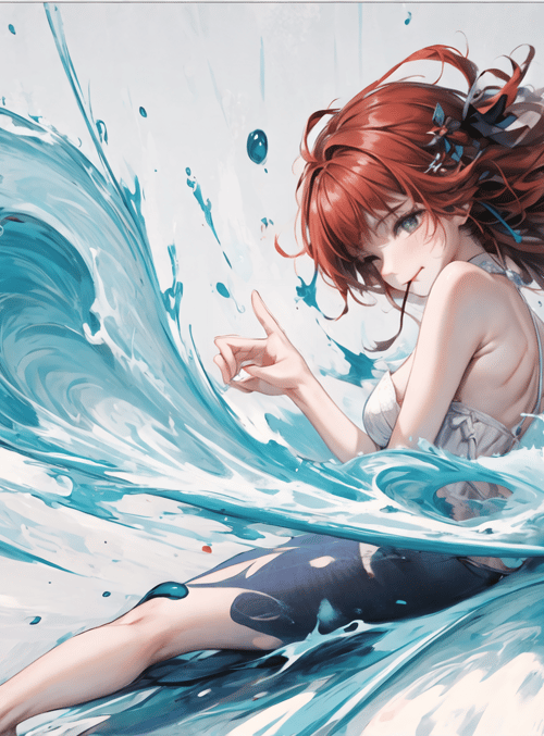 girl, water, waves
