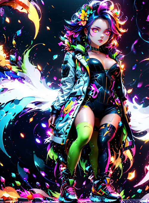 woman, cyberpunk, flower