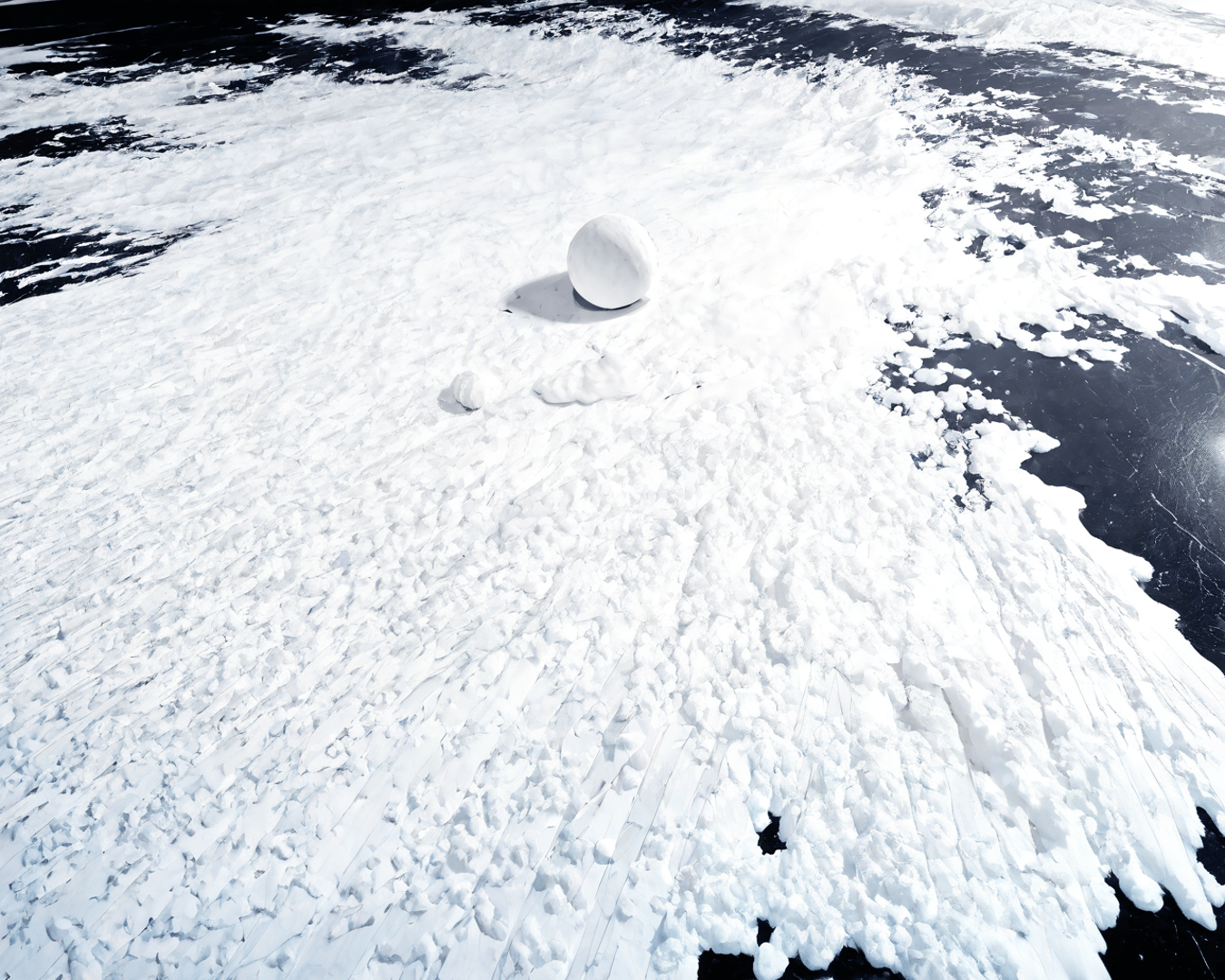 AI generated wallpaper featuring snow, ball, ice
