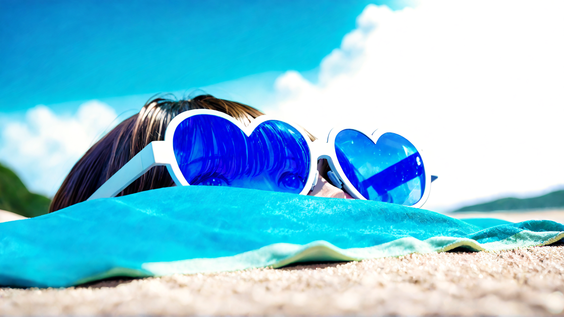 AI generated wallpaper featuring person, sunglasses, towel