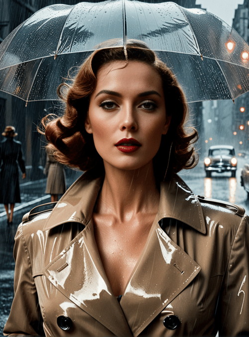 woman, umbrella, car