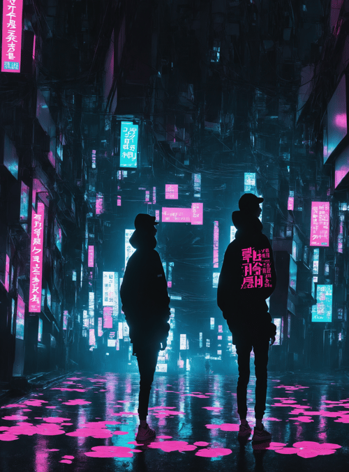 people, city, signs