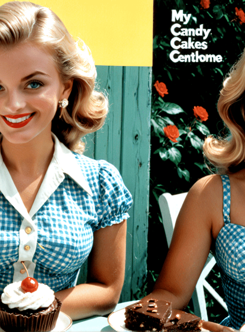 woman, cupcake, cherry, cake, dress